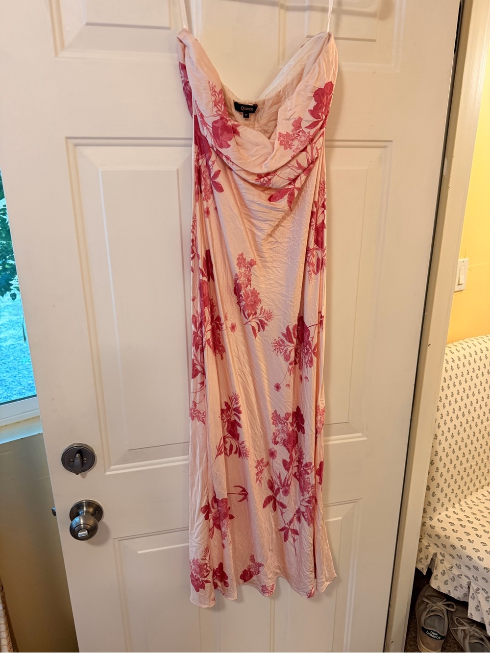 Quince Strapless Floral Slip Dress in Blush and Rose - Picture 2 of 4